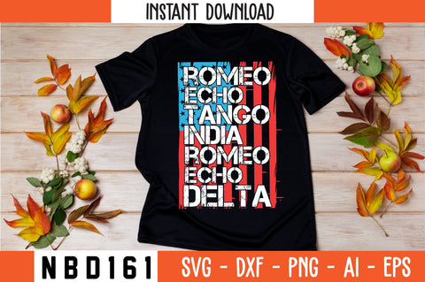 ROMEO ECHO TANGO INDIA ROMEO ECHO DELTA USA FLAG T-Shirt Design SVG Nbd161 