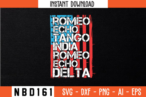 ROMEO ECHO TANGO INDIA ROMEO ECHO DELTA USA FLAG T-Shirt Design SVG Nbd161 