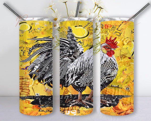 Rooster 20oz Skinny Tumbler PNG, Rooster Sublimation Design Download, Rooster Tumbler Wrap Waterslide Digital Download Sublimation PixelChick 