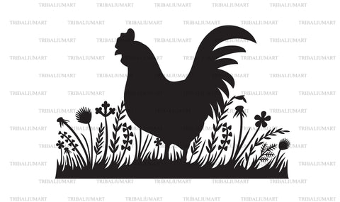 Rooster and grass SVG TribaliumArtSF 