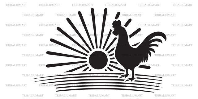 Rooster and sunrise design SVG TribaliumArtSF 