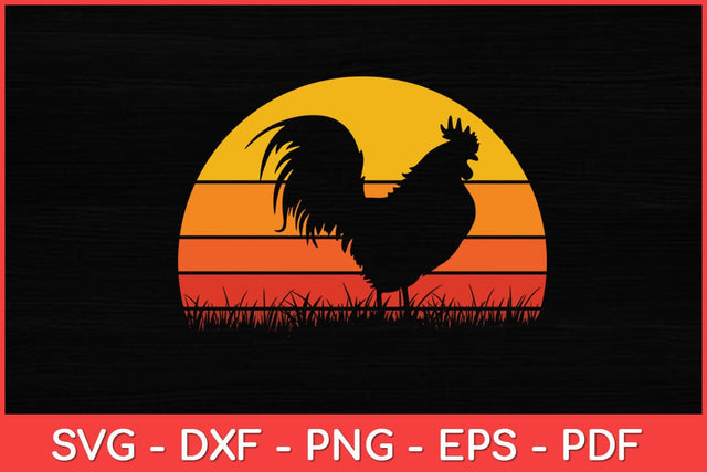 Rooster Chicken Sunset Retro Vintage Farm Farmer Farming Svg Design SVG artprintfile 