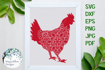 Rooster Floral Mandala | Chicken SVG Wispy Willow Designs 