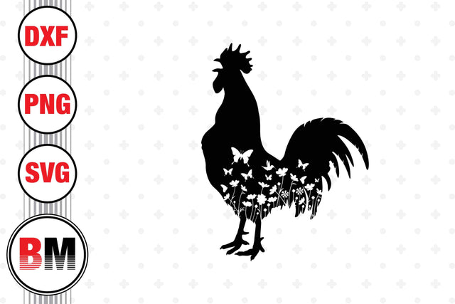 Rooster Floral SVG, PNG, DXF Files SVG BMDesign 