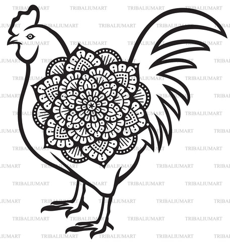 Rooster mandala (Boho design) SVG TribaliumArtSF 