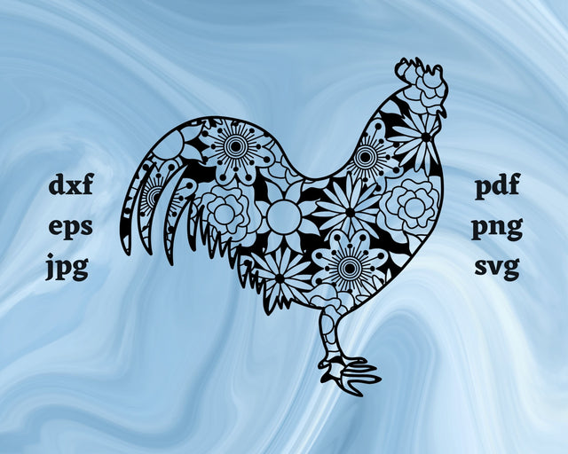 Rooster Mandala SVG Cut File SVG Northern Light SVG 