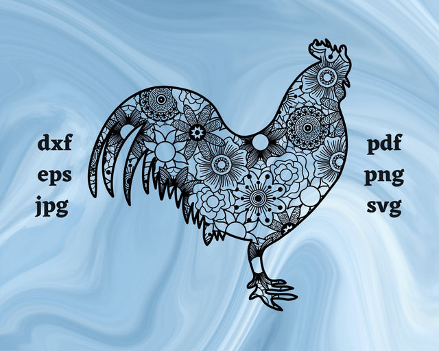 Rooster Mandala SVG Cut File SVG Northern Light SVG 