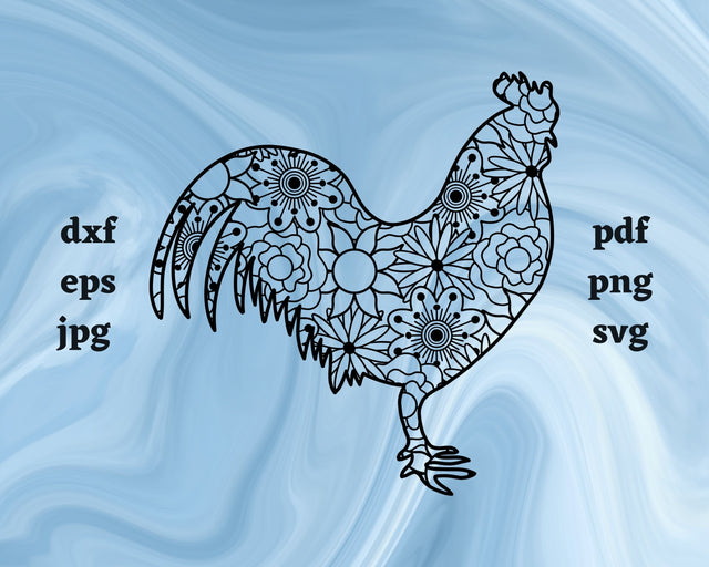 Rooster Mandala SVG Cut File SVG Northern Light SVG 