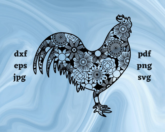 Rooster Mandala SVG Cut File SVG Northern Light SVG 