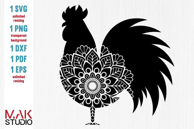 Rooster mandala svg, Rooster mandala svg file, Rooster mandala cut file SVG MAKStudion 