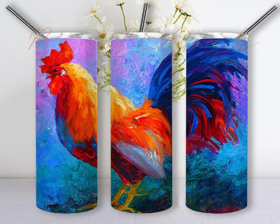 Rooster paintings 20oz Skinny Tumbler PNG, Rooster Sublimation Design Download, Rooster Colorful Tumbler Wrap Waterslide Digital Download Sublimation PixelChick 