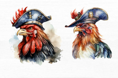 Rooster Pirate Watercolor Sublimation Sublimation Regulrcrative 