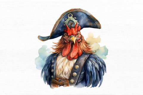 Rooster Pirate Watercolor Sublimation Sublimation Regulrcrative 