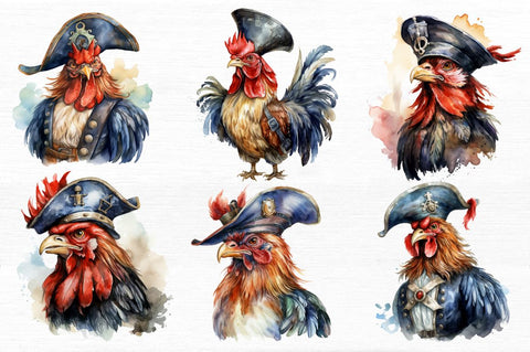 Rooster Pirate Watercolor Sublimation Sublimation Regulrcrative 