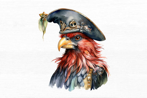 Rooster Pirate Watercolor Sublimation Sublimation Regulrcrative 
