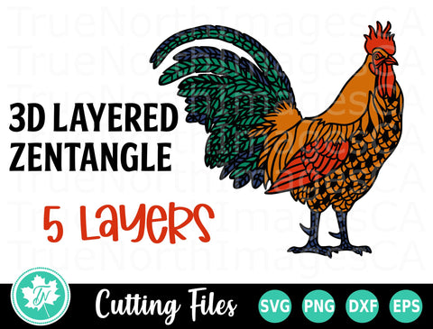 Rooster SVG | 3D Rooster SVG | Zentangle SVG SVG TrueNorthImagesCA 