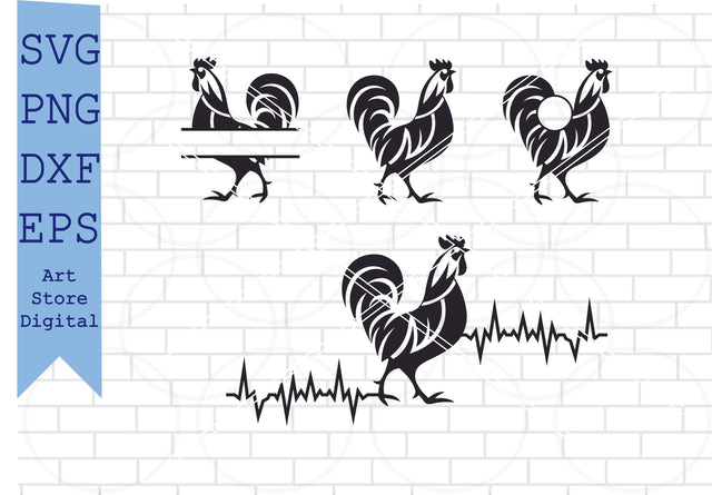 Rooster Svg, Rooster Silhouette Svg, Farmhouse Svg, Rooster Clipart, Animal Silhouette Svg, Cut Files For Cricut, Silhouette Svg, Png, Dxf, Eps Cut Files SVG Artstoredigital 