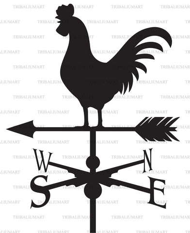 Rooster weather vane (weathercock silhouette) SVG TribaliumArtSF 