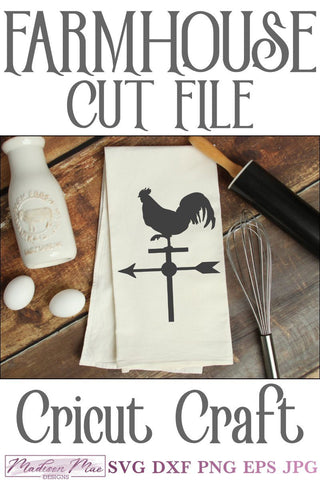 Rooster Weathervane - Farmhouse Sign Svg SVG Madison Mae Designs 