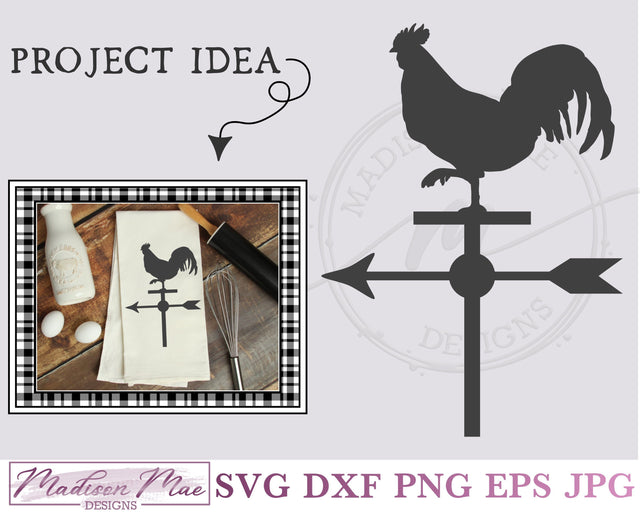 Rooster Weathervane - Farmhouse Sign Svg SVG Madison Mae Designs 