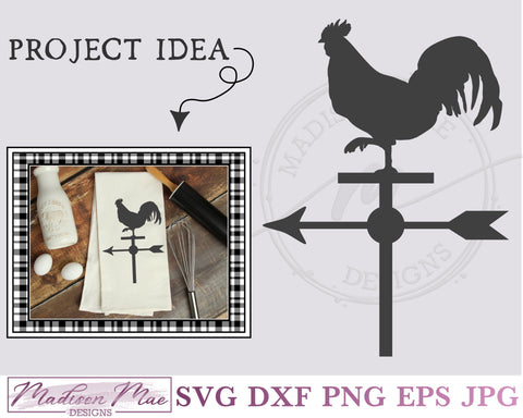 Rooster Weathervane - Farmhouse Sign Svg SVG Madison Mae Designs 