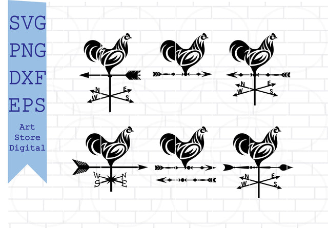 Rooster Weathervane Svg, Farmhouse SVG, Weathervane SVG File, Rooster Svg, Chicken Svg, Weather Vane svg SVG Artstoredigital 