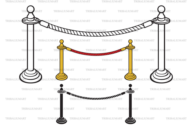 Rope barrier. Cut files for Cricut. Clip Art silhouette (eps, svg, pdf