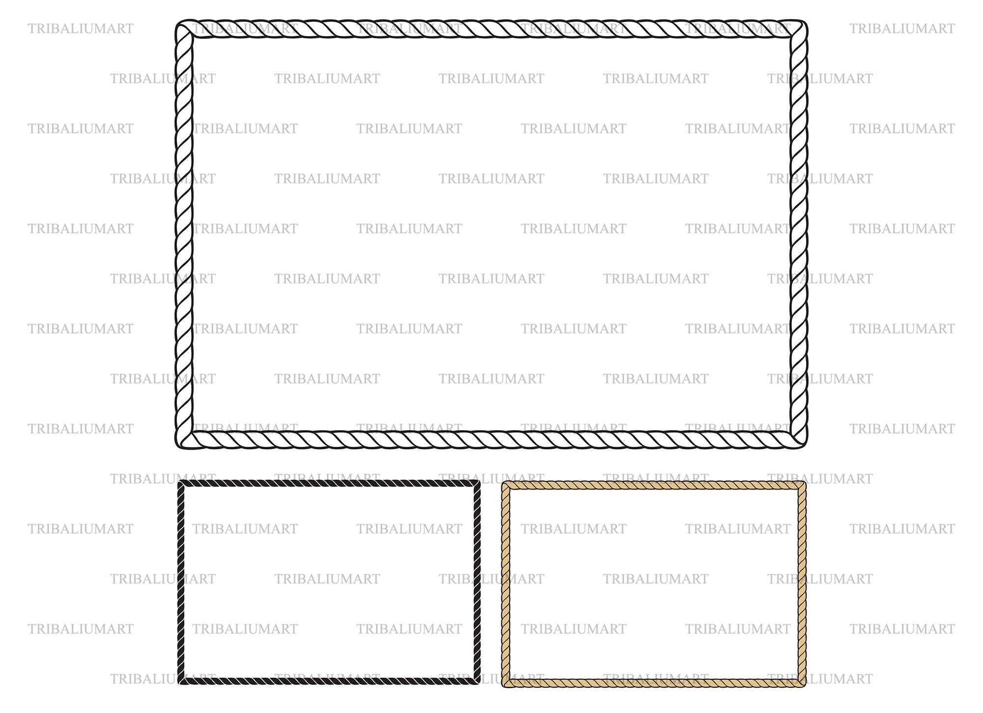Rope frame. Cut files for Cricut. Clip Art silhouette (eps, svg, pdf ...