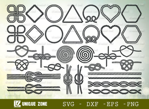 Rope Knot Silhouette Bundle, Nautical Knot SVG, Boat Knots Svg, Anchor Rope Svg SVG Unique Zone 