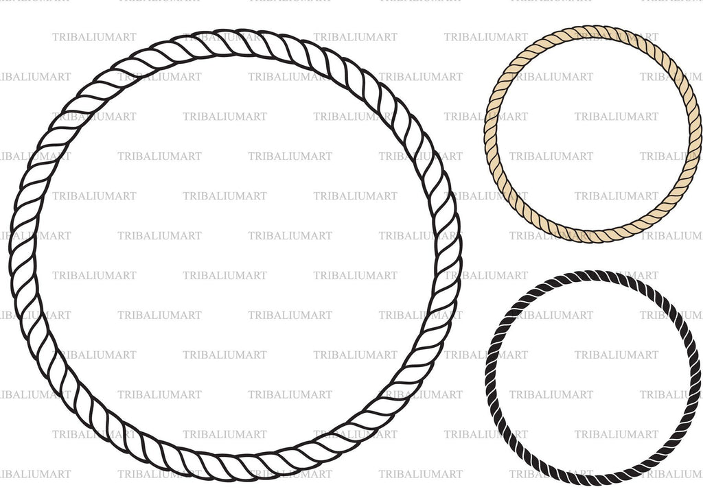 Rope Round Frame (Monogram). Cut files for Cricut. Clip Art silhouettes ...