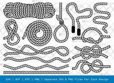 Rope SVG Cut Files, Rope Silhouette, Nautical Knot Svg, Rope Knot Svg, Ocean Rope Svg, Rope Overlays Svg, Lasso Rope Svg, Rope Bundle, SVG ETC Craft 