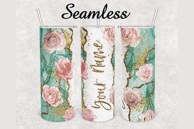 Rose Alcohol Ink Gold Glitter Marble Tumbler sublimation design 20 oz skinny tumbler wrap Sublimation BambinaCreations 