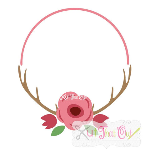 Rose Antler Frame SVG & DXF Cut File SVG Kut That Out