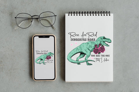 Rose Are Red Dinosaus Roar Valentine PNG Sublimation Jagonath Roy 