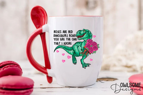 Rose Are Red Dinosaus Roar Valentine PNG Sublimation Owlsome.Designs 