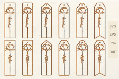 Rose bookmark laser cut svg bundle SVG buydesign 