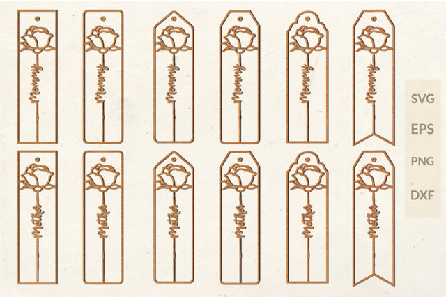Rose bookmark laser cut svg bundle SVG buydesign 