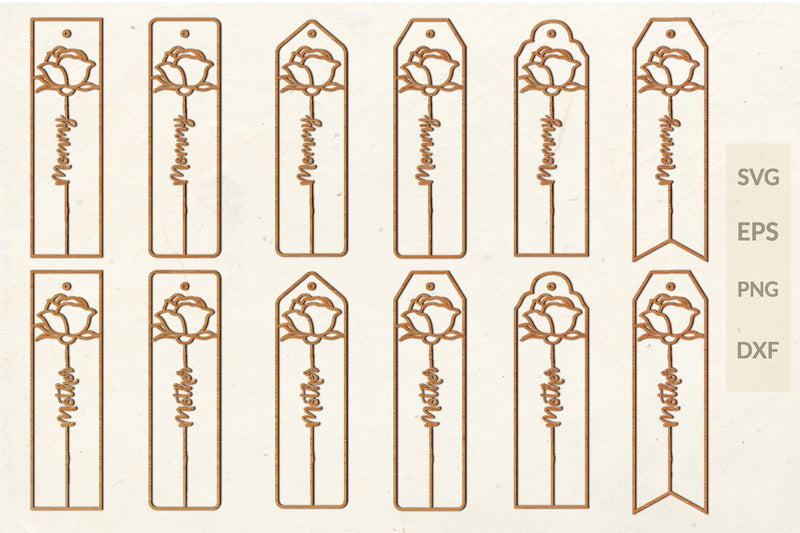 Rose bookmark laser cut svg bundle SVG buydesign 