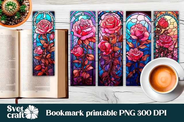 Rose bookmark printable | Bookmark PNG bundle Sublimation Svetana Studio 