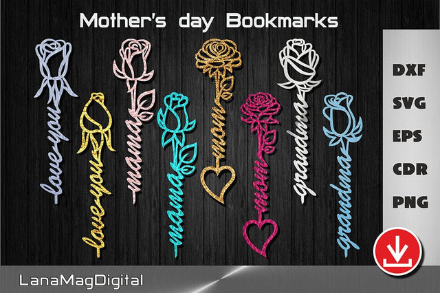 Rose Bookmark svg Bookmark template Mothers day Rose svg SVG LanaMagDigital 