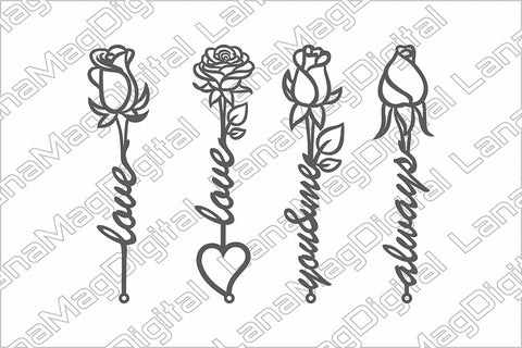 Rose Bookmark svg Bookmark template Valentine's day Love svg SVG LanaMagDigital 