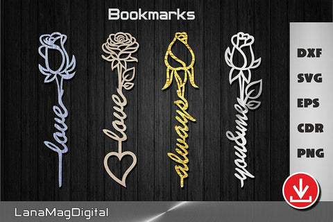 Rose Bookmark svg Bookmark template Valentine's day Love svg SVG LanaMagDigital 