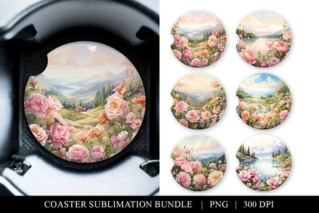 Rose Car Coaster Sublimation Bundle Sublimation BijouBay 