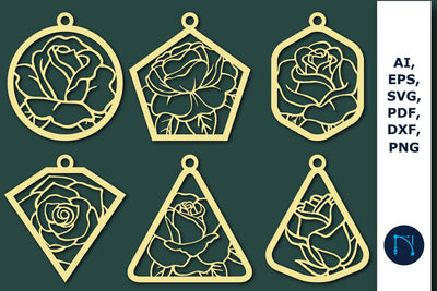 Rose Earring SVG Laser Cut Bundle SVG MD JOYNAL ABDIN 