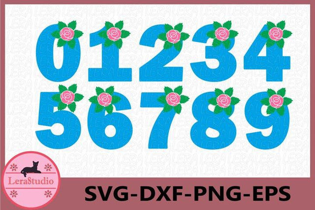Rose Floral Numbers svg SVG Lerastudio 