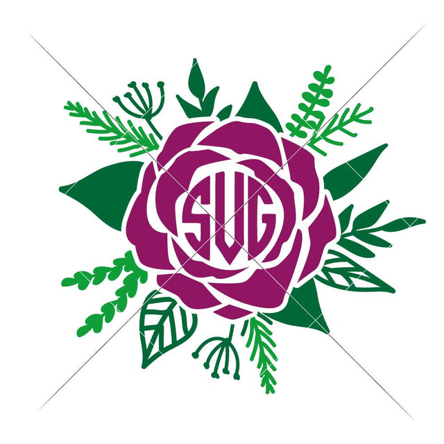 Rose Flower for Monogram SVG Chameleon Cuttables 