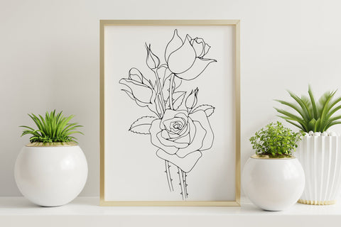 Rose Flower Line Art Graphic Rose SVG Bundle SVG dapiyupi store 