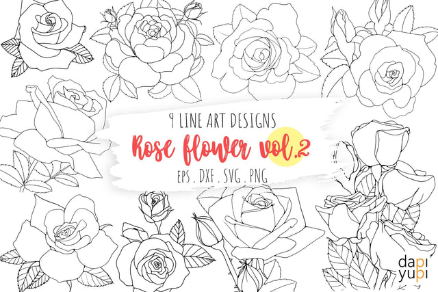 Rose Flower Line Art SVG Graphic Vol 2 SVG dapiyupi store 
