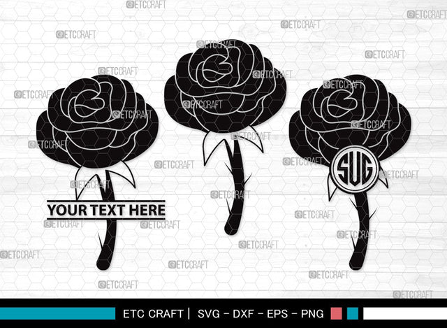 Rose Flower Monogram SVG Cut | Flower Svg | Floral SVG | Rose Svg | Rose Flower Clipart SVG ETC Craft 