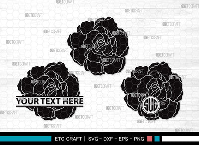 Rose Flower Monogram SVG Cut | Flower Svg | Floral SVG | Rose Svg | Rose Flower Clipart SVG ETC Craft 